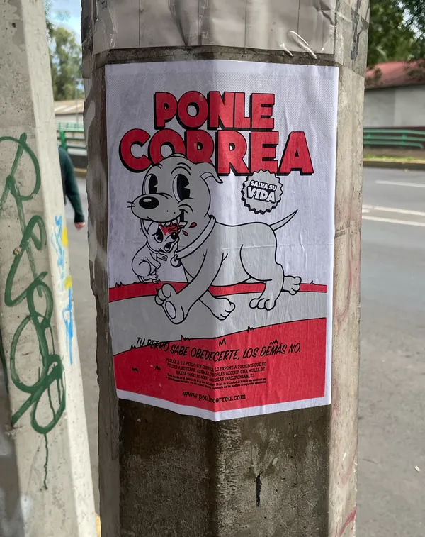 Cartel de Ponle Correa pegado en un poste de la calle